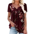 thumbnail image 2 of Puntoco Túnica De Verano Para Mujer, Cuello Redondo, Camisetas Con Estampado Floral, Blusa Casual De Manga Corta, Tops Plisados Con Dobladillo Con Volantes Puntoco Puntoco-1634, 2 of 8
