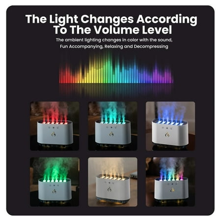 

LOPNGLS Dynamic Ultrasonic Flame Air Humidifier with 900ML Capacity Music Function Mist Maker and RGB Led Light for Home Office Use