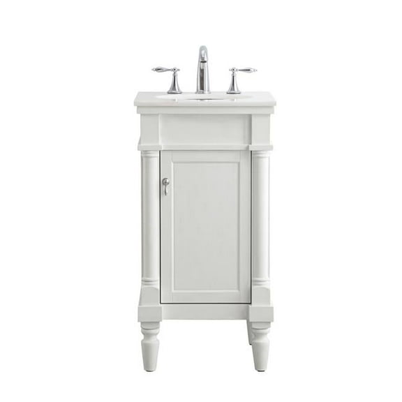 18 in. Single Bathroom Vanity with Ivory White Engineered Marble, Antique White