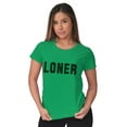 thumbnail image 3 of Loner Simple Anti Social Statement Womens Fitted Plus Size Graphic Tee Brisco Brands 3X, 3 of 5