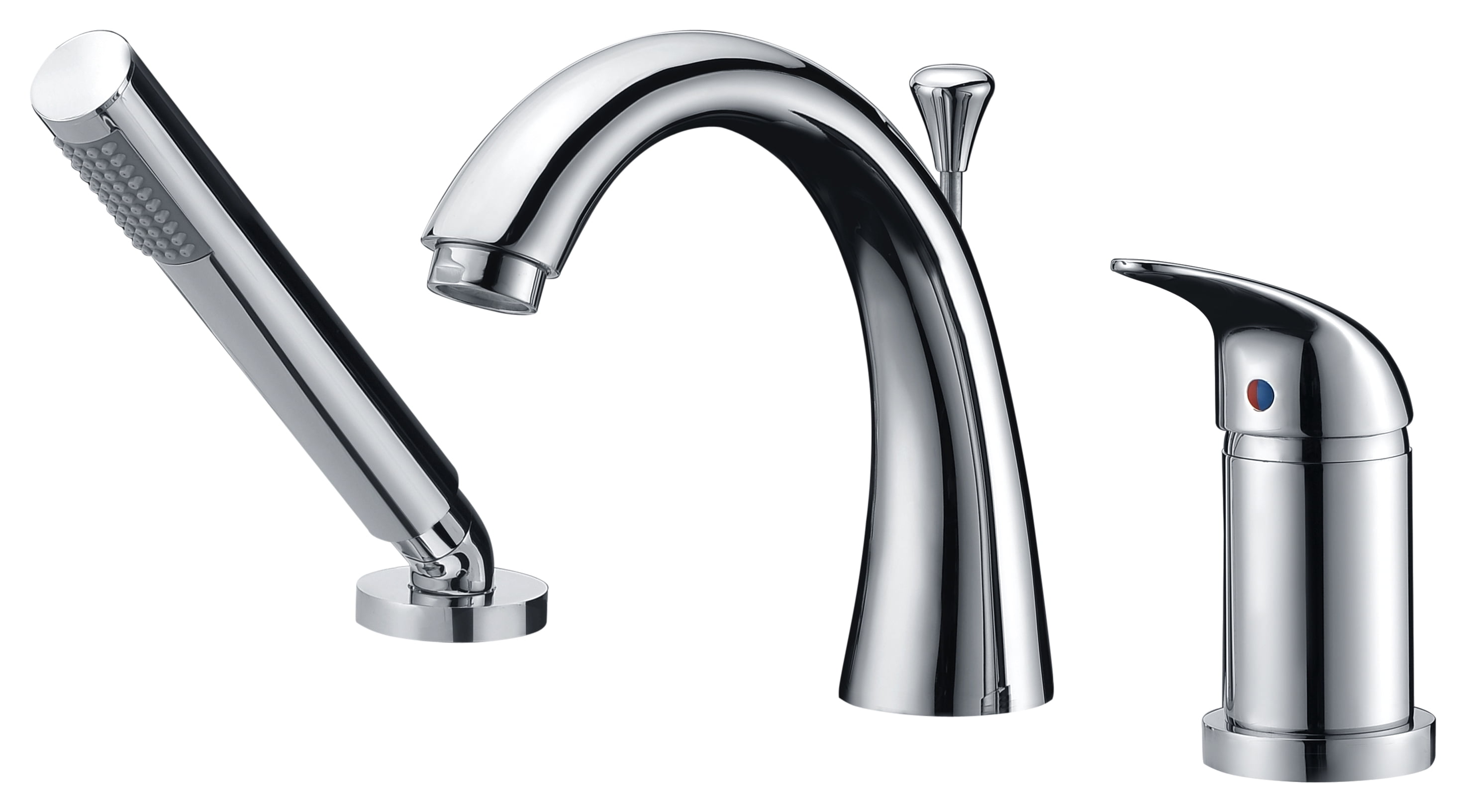 Anzzi FRAZ801 Den Series Single Handle DeckMount Roman Tub Faucet with Handheld Sprayer in