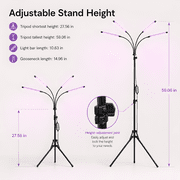 DAYBETTER Grow Light for Indoor Plants, 4 Heads Full Spectrum Plant Light with Adjustable Stand, 3 Light Modes Grow Lamp with Auto Timer & 10 Dimmable Brightness