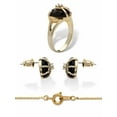 thumbnail image 2 of PalmBeach Jewelry Heart-Shaped Genuine Onyx Pendant, Earrings and Ring Set in Yellow Gold-Plated, 2 of 6