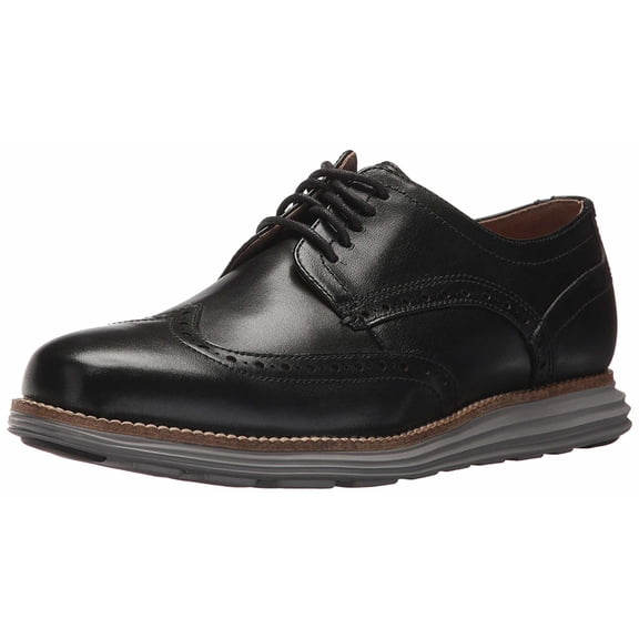 Cole Haan Grand Tour Wing Oxford Black Leather/Ironstone Lace Up Cutout Sneakers (Black Leather/Ironstone, 14)