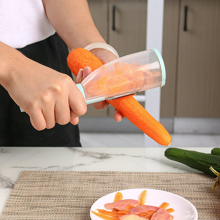  Vegetable peeler with container, kitchen peeler slicer with 3  interchangeable blades, dishwasher-safe, suitable for vegetables and  fruits: Home & Kitchen