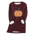 thumbnail image 3 of Hauts d'Automne pour Femmes Chandail en Molleton Épais en Polaire Manches Longues Imprimé Velours Chaud Col Rond sous-Vêtements Hauts Chandails en Molleton en Liquidation, 3 of 3