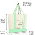 thumbnail image 3 of Dalix Ludicrously Capacious Embroidered Shopping Tote Bag in Mint Green, 3 of 5