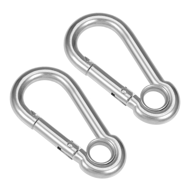 Gancho de cierre de carabiner, 3.16"/80.3mm Gancho de resorte de acero inoxidable 304 Clip de llavero 2 Pcs