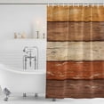 thumbnail image 2 of Polyester Fabric Farmhouse Burnt Orange Brown Shower Curtain, Vintage Wooden Striped Waterproof Bathtub Curtain Bathroom Decor Set with Hooks 36 x 78 Inches, 2 of 6