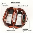 thumbnail image 4 of Bolsa de cosméticos con diseño de tablero de ajedrez, bolsa de almacenamiento impermeable de gran capacidad, hecha de cuero PU, 4 of 5