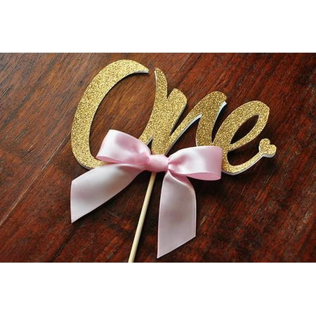 1st Birthday Cake Toppers (One Cake Topper. Ships in 1-3 Business Days. 1st Birthday Cake Topper. Pink and Gold Party)