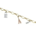 thumbnail image 4 of 14K Tri-Color Gold Fancy Rolo Link Multi Charm 4.50mm Statement Bracelet 7.50", 4 of 7