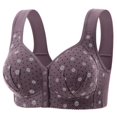 thumbnail image 3 of Xdegoge Women's Wide Strap Front Closure Bra with Ditsy Floral Print, Wireless Padded Support Breathable Brassiere Full Coverage Stable Support Bras, 3 of 3
