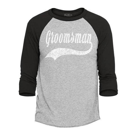 Shop4Ever Men's Groomsman Baseball Wedding Raglan Baseball Shirt XXX-Large Heather Grey/Black