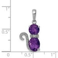 thumbnail image 2 of White Sterling Silver Charm Pendant Amethyst Round Purple Oval Diamond, 2 of 2
