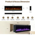 thumbnail image 5 of 72 Inch Electric Fireplace, Wall Recessed & Wall Mounted Fireplace Heater with Remote Control, Adjustable Flame Color, Timer, Touch Screen, 750/1500W, Log & Crystal Decor, 5 of 7