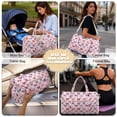 thumbnail image 5 of Garronmavis Pink Butterfly Print Large Quilted Duffle Bag for Women, Weekender Travel Bag Carry On Overnight Bag, Lightweight Gym Dance Tote with Zipper Pockets, 5 of 7