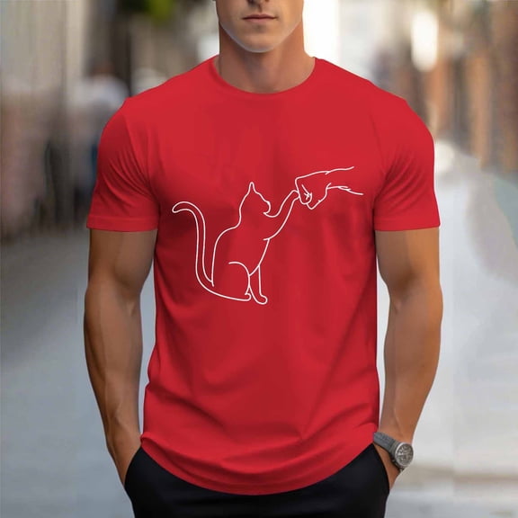 Blczomt Red Mens T Shirt Big & Tall Graphic 2026 Tee Casual Animal Print Cute Big and Tall Tshirt Men