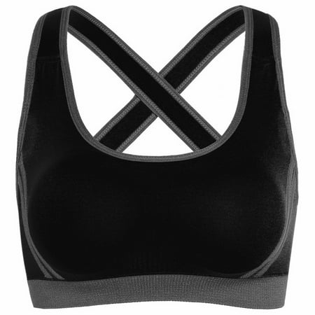 

Plus Size Sports Bras for Women No Steel Ring Cross Back Adjustment Yoga Running Activewear Black L