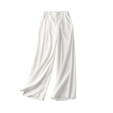 

Lirclo Women s Semi-elastic High-waisted Draped High-waisted Floor Mopping Wide Leg Trousers White 3XL