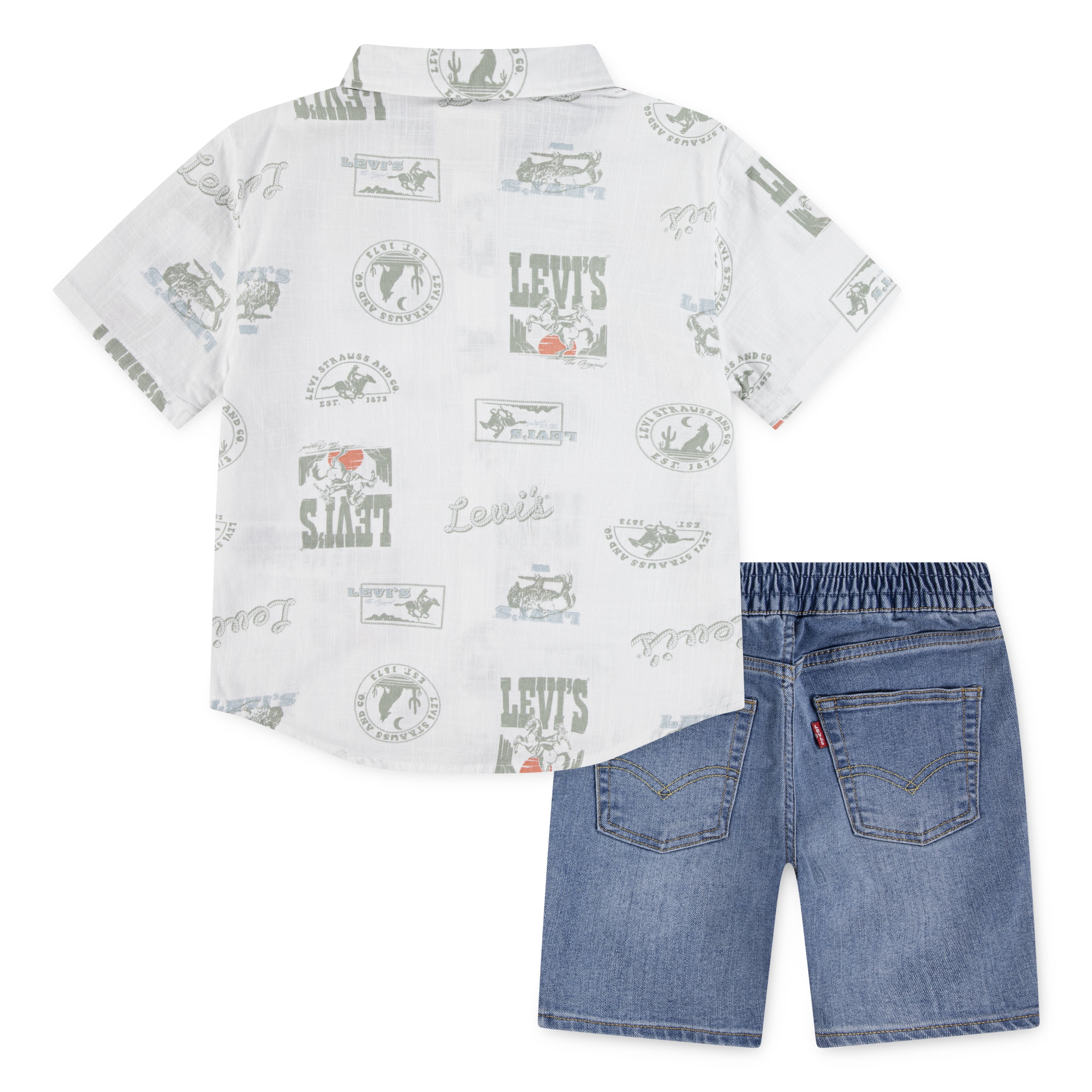 Levi's Boys Western Logo Print Shirt & Denim Short Set, Sizes 4-7