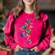 thumbnail image 1 of Vestido de verano para niña con estampado de flores de Pascua, manga corta, bolsillos con volantes y cuello redondo, top de poliéster, 1 of 5