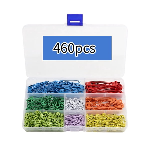 460 Pack Safety Pins Assorted, 7 Different Sizes Small and Large Safety Pin for Clothes Costume Sewing, Nickel Plated Steel, Arts and Crafts Supplies, 8 Colors