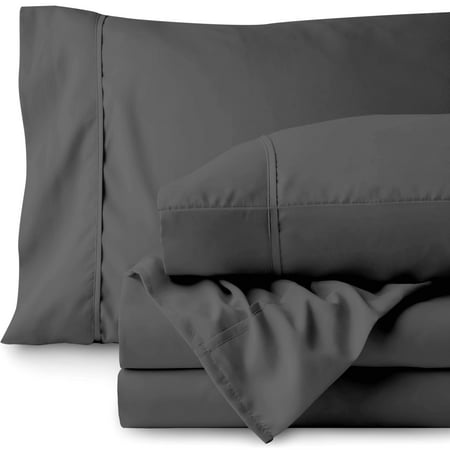 Premium 1800 Ultra-Soft Microfiber Collection Sheet Set - Double Brushed - Hypoallergenic - Wrinkle Resistant - Deep Pocket (Queen, Gray)