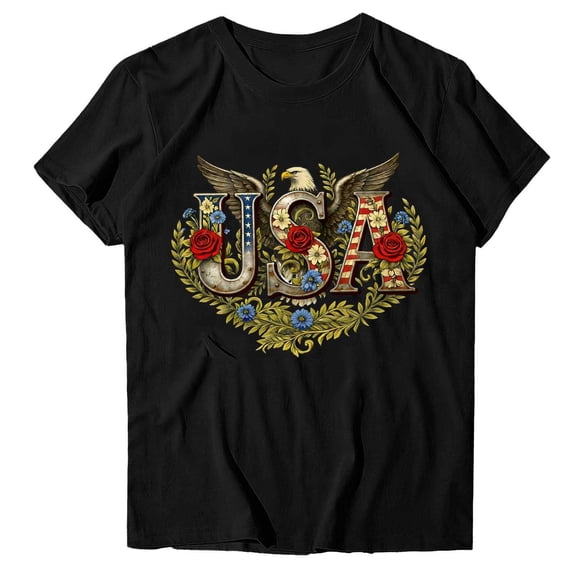 American Flag Shirts for Women 4th of July T-Shirt Graphic Patriot Tee USA Flag Shirt Tops