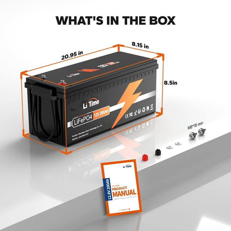LiTime 12V 200Ah Deep Cycle LiFePO4 Lithium Battery for RV
