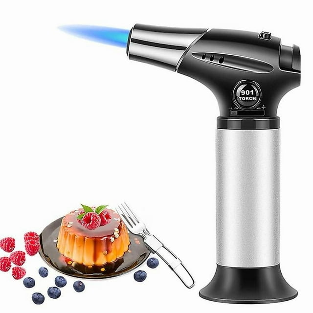 Kitchen Blowtorch Refillable Lighter Adjustable Blowtorch Flame Butane Gas Torch With Safety Lock Kitchen DIY Craft BBQ Baking Crème Brûlée Soldering