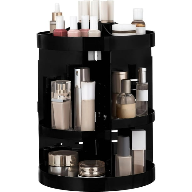 Organizador de maquillaje HBlife 360, giratorio, ajustable, negro