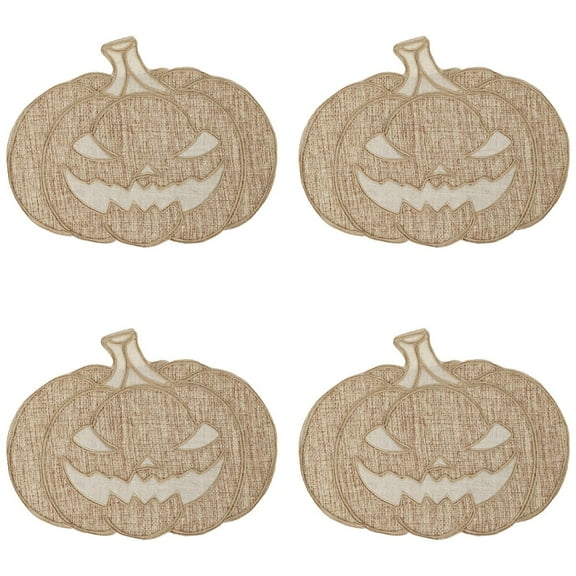 BVIEAKD 4pcs-Halloween Pumpkin - Shaped Woven Placemat - Burlap Table Mat for Dining Table, Halloween Parties, Fall Home Decor