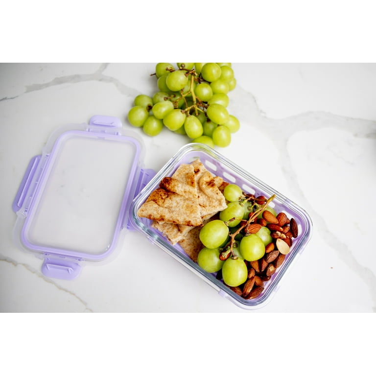 M MCIRCO [5-Pack, 36 oz] Glass Meal Prep Containers 3 Compartment with Lids, Lunch/Bento Box,BPA-Free, Microwave, Oven, Freezer, Dishwasher (4.5 Cups)