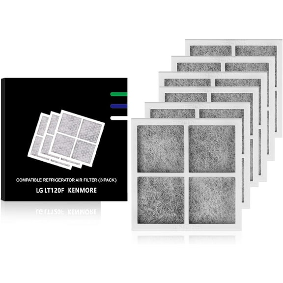 Refrigerator Air Filter Replacement LT120F for LG - Compatible with Kenmore Elite 9918 - Activated Carbon Air Filters - Replaces 46-9918, ADQ73214402, ADQ73214403, ADQ73214404, ADQ73334008-6PCS