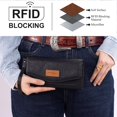 thumbnail image 3 of Cartera Montana West X Wrangler negra para mujer, grande, con forro RFID, cartera triple con monedero y correa de muñeca desmontable, 3 of 6