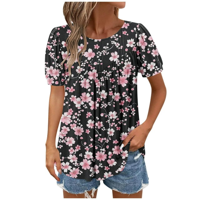 Économies en Liquidation! BEFOKA Hauts Grande Taille pour Femmes en Liquidation, Blouse Décontractée d'Été T-shirt pour Femmes, Manches Courtes à Col Rond pour Printemps et Été