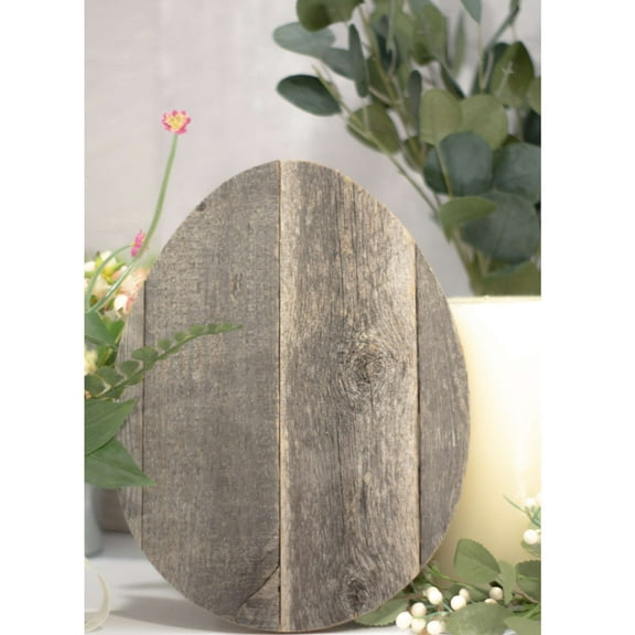 18" Rustic Farmhouse Gray Wooden Large Egg