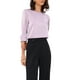 thumbnail image 4 of Blusa de satén INSPIRE CHIC para mujeres, casual elegante, cuello barco, manga 3/4, camisa de trabajo XL, púrpura claro y rosa, 4 of 6