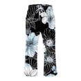 thumbnail image 2 of Lightweight Summer Trousers Women Ladies Cotton Linen Boho Trousers with Pocket Floral Printed Cropped Pants Elastic Waisted Wide Leg Trousers Vintage Ethnic Trousers Hippie Palazzo Pants, 2 of 4