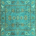 thumbnail image 1 of Ahgly Company Machine Washable Indoor Square Abstract Turquoise Blue Modern Area Rugs, 6' Square, 1 of 4
