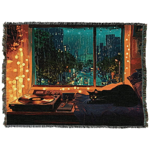 Pure Country Weavers Busy Night In Tapestry Throw Blanket Woven from Cotton - Made in The USA (54x72)