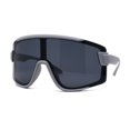 thumbnail image 3 of Mens Exposed Lens Oversize Shield Sport Plastic Sunglasses Grey, 3 of 4