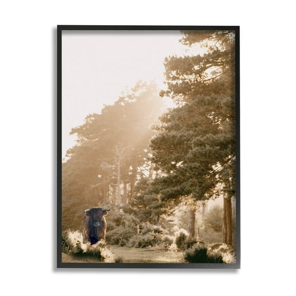 Stupell Industries Rural County Cattle Field Sunlit Rays Photograph Black Framed Art Print Wall Art, Design by Leah Straatsma