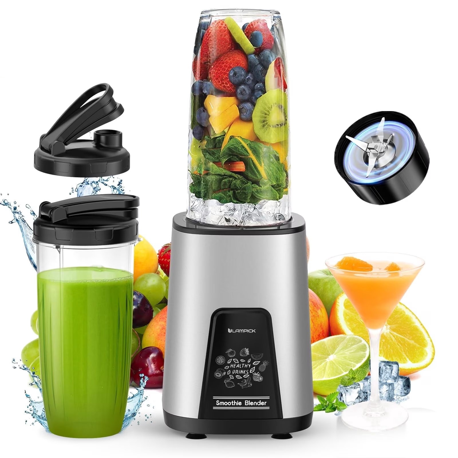 Blenders for Smoothie, 900W Personal Blender for Shakes and Smoothies with 2 * 22oz BPA Free Portable Cups, Small Juicer for Protein Shake, Baby Food, Frozen Drink
