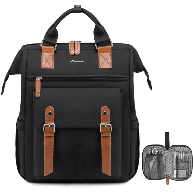 Mochila para portátil LOVEVOOK para mujer de 15,6 pulgadas con puerto USB, color negro