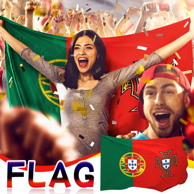Bandera de La Selección de Portugal Ganfancp 1X Sosteniendo La Bandera de Clubes Deportivos Hinchas Festival Actividades Animando Ofertas y Liquidaciones