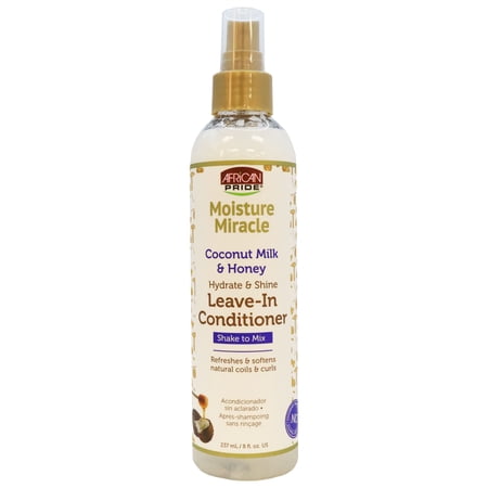 African Pride Moisture Miracle Coconut Milk and Honey Leave-In Conditioner 8 Oz. Pack of 3