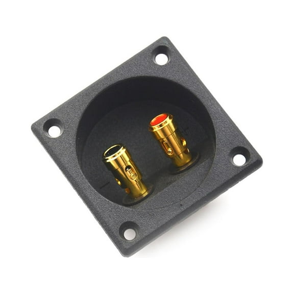 Square Shape Double Binding Post Type Speaker Box Gold Terminal Cup Black