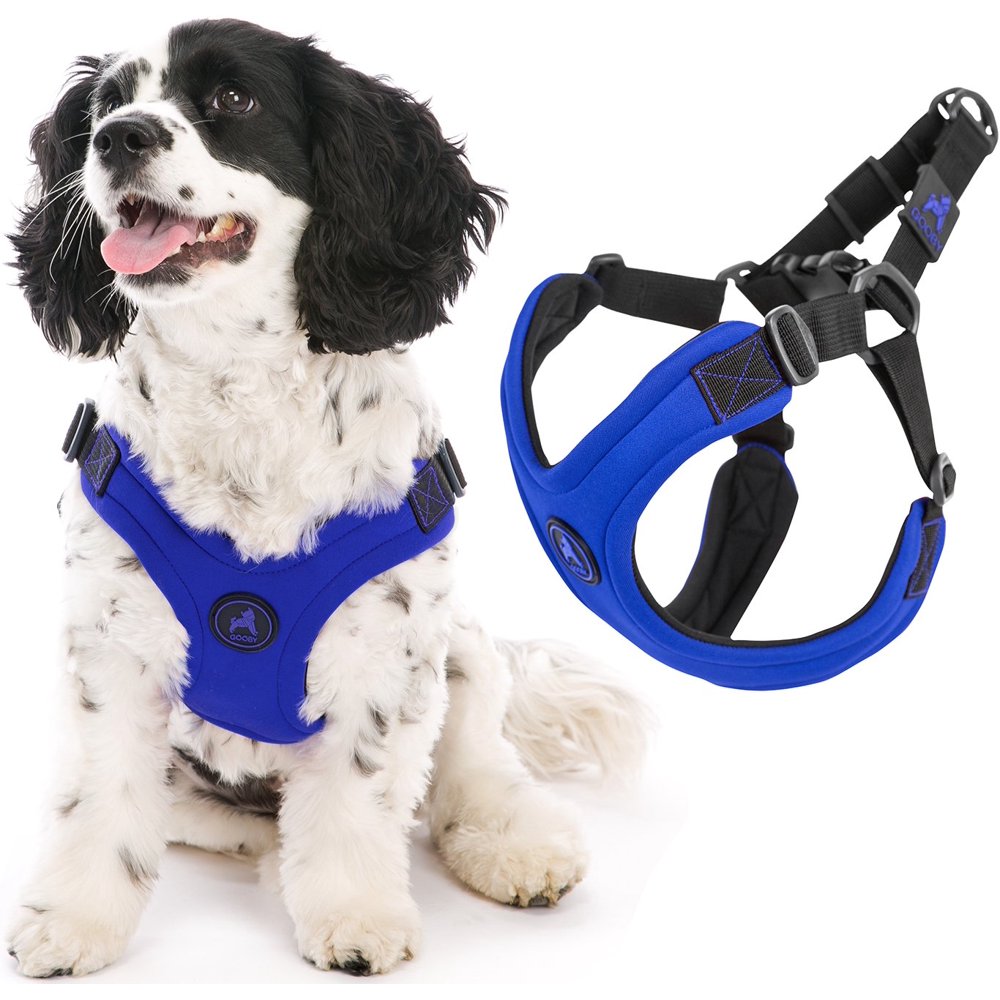 Gooby Dog Harness Blue, Large Escape Free Sport Patented Stepin